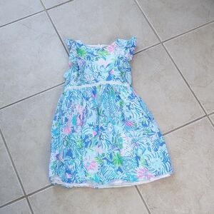 Floral Blue and Pink Beach Summer Kids Dress Gils Size 10 Lily Pulitzer